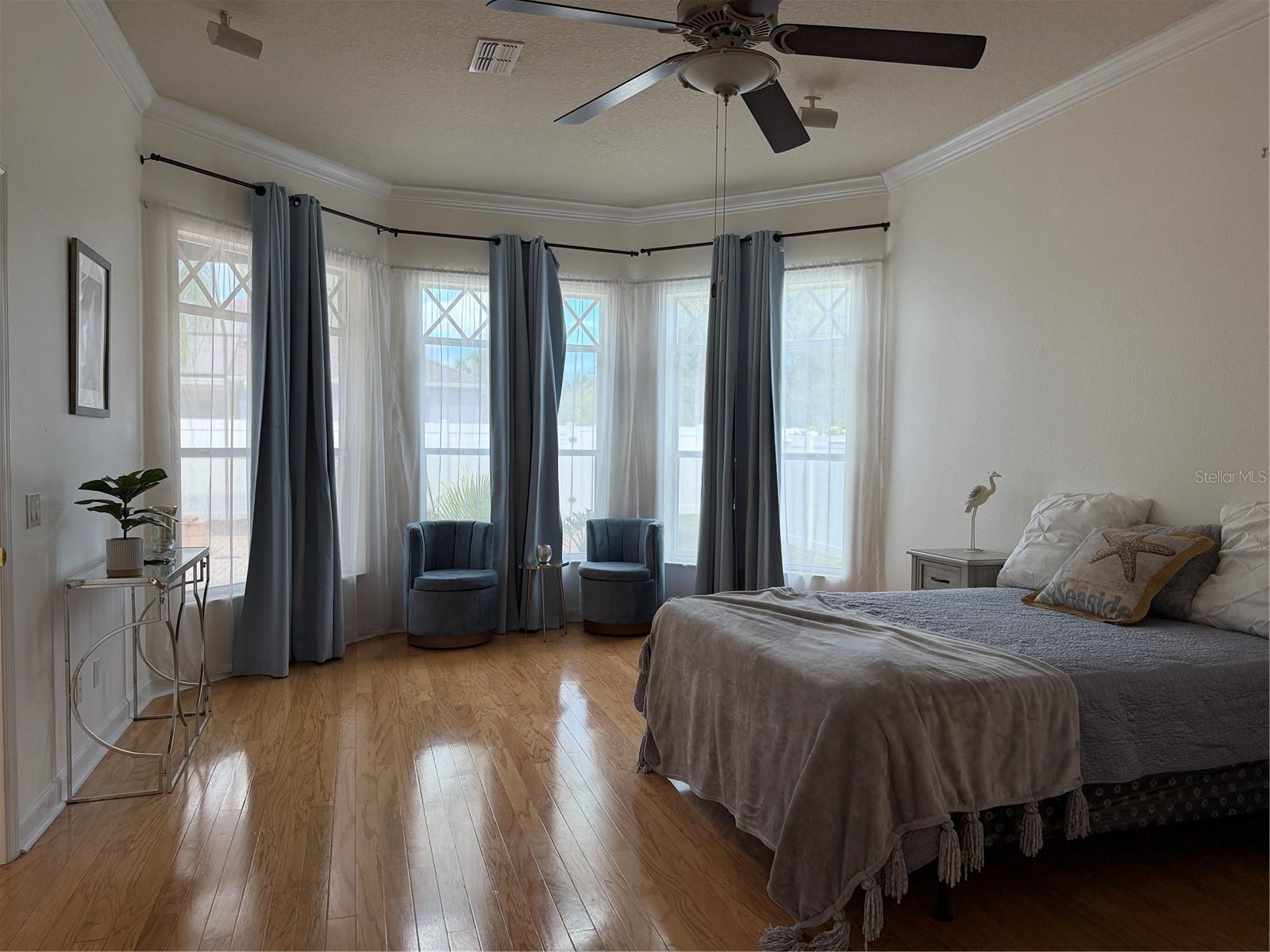 The drapes and shades will stay with the home.