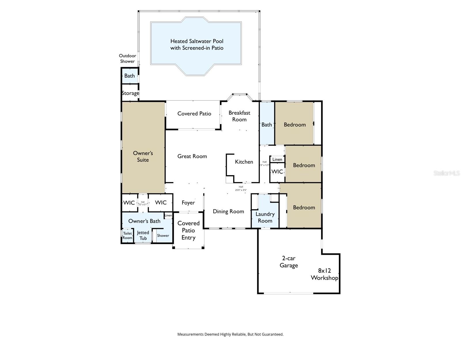 Split floor plan with huge owner's suite.