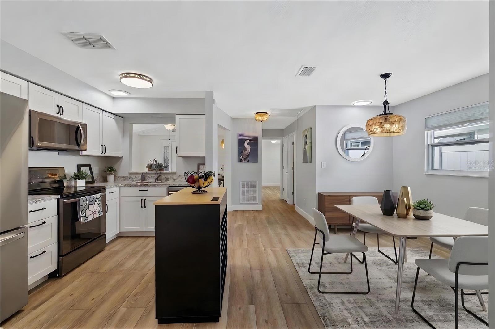 virtually staged with table, etc