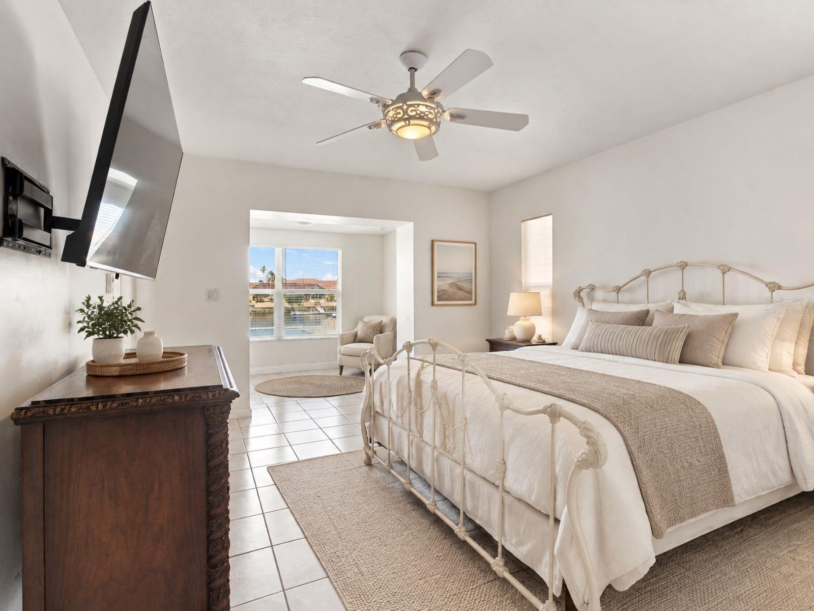 virtually staged primary bedroom