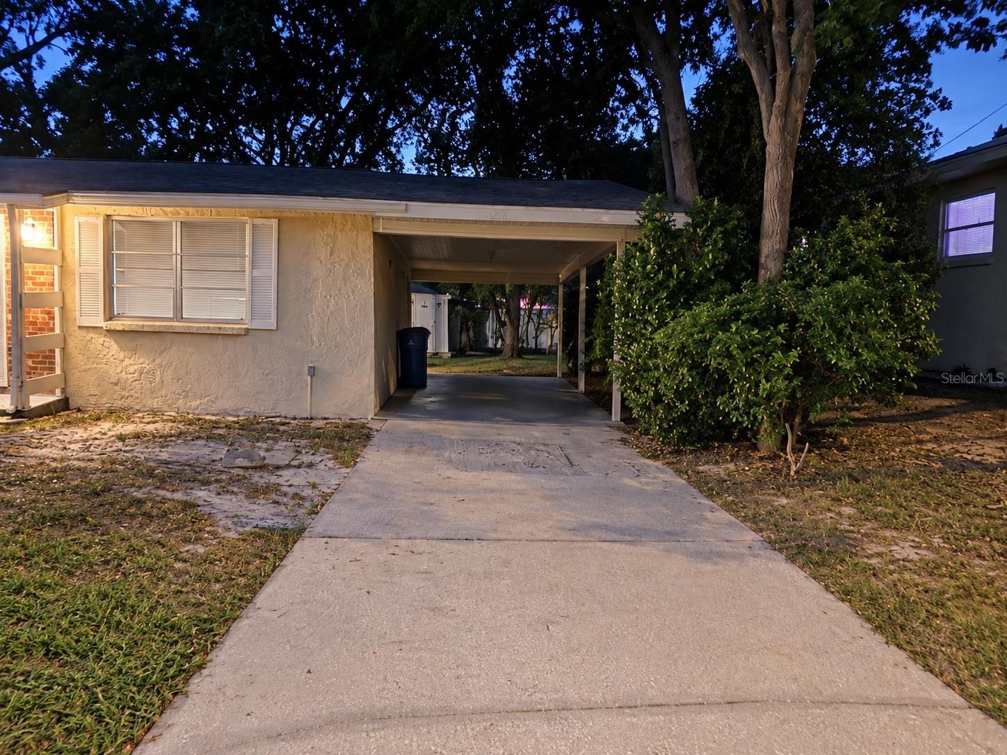 View of Long Driveway leading to Carport