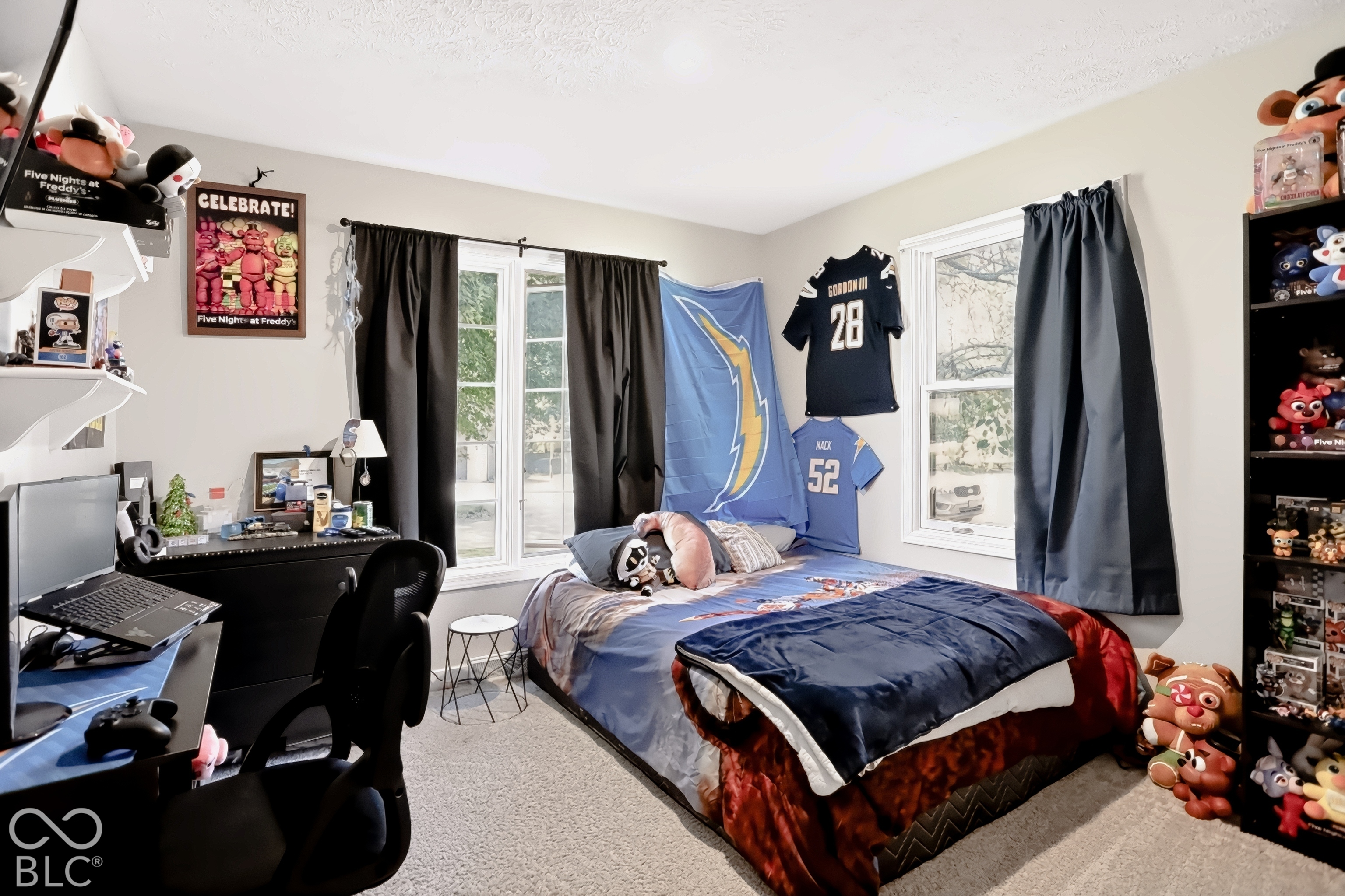 Double-pane windows with white trim, light gray wall paint, and light-colored carpeting