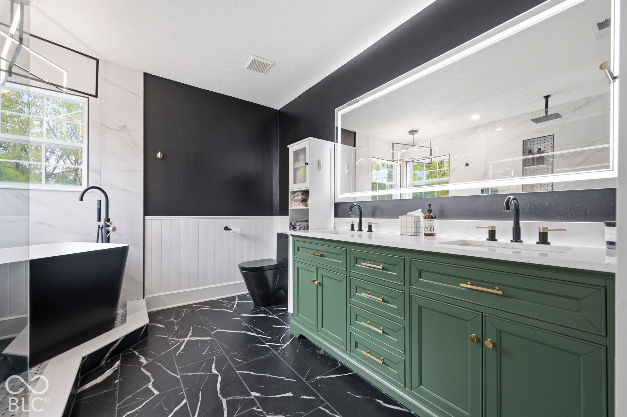 The Primary Bathroom Was Completely Remodeled In 2024- New Tub, Shower, Vanity, Floors, Mirrors Etc.