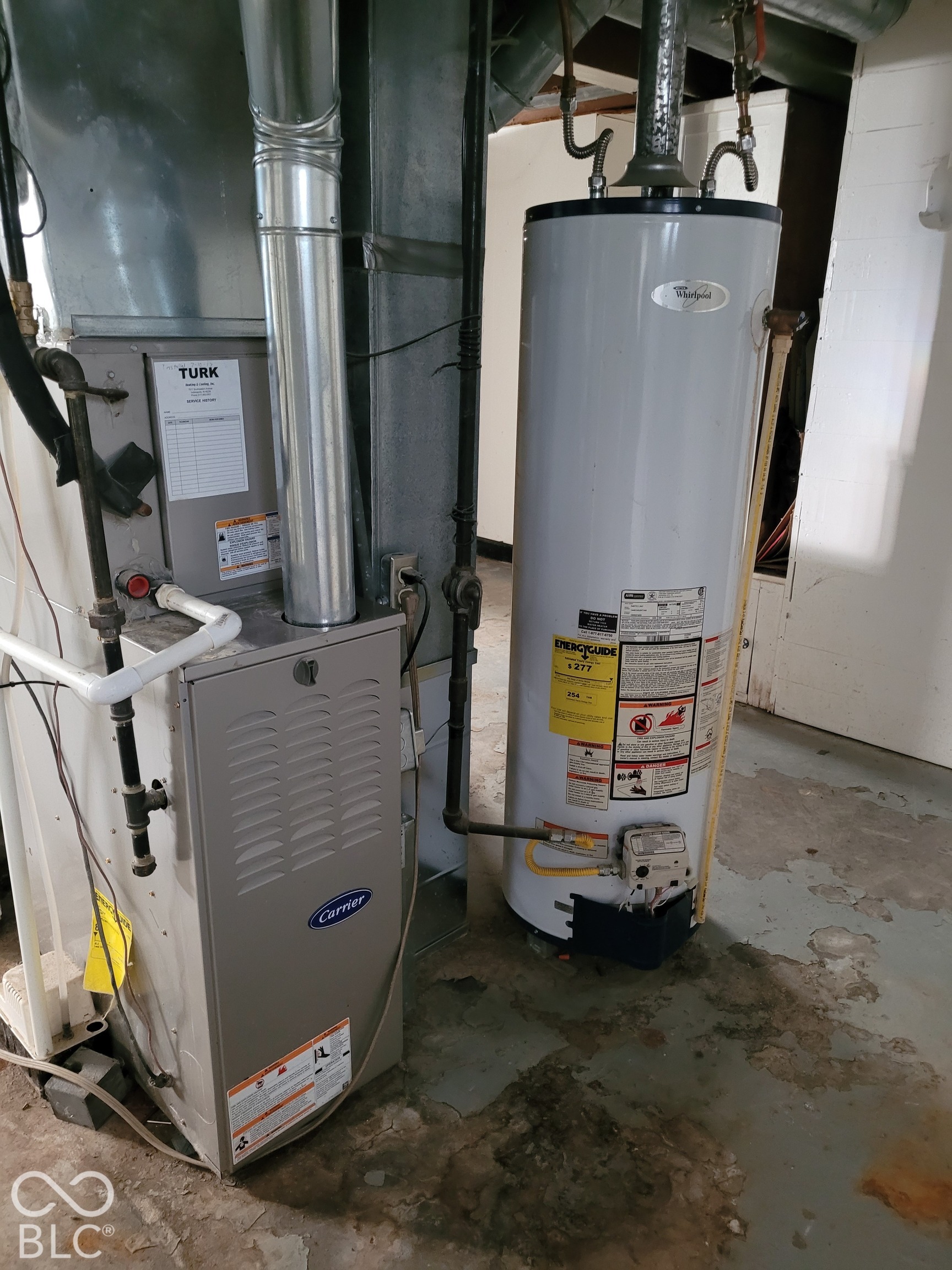 downstairs water heater and furnace