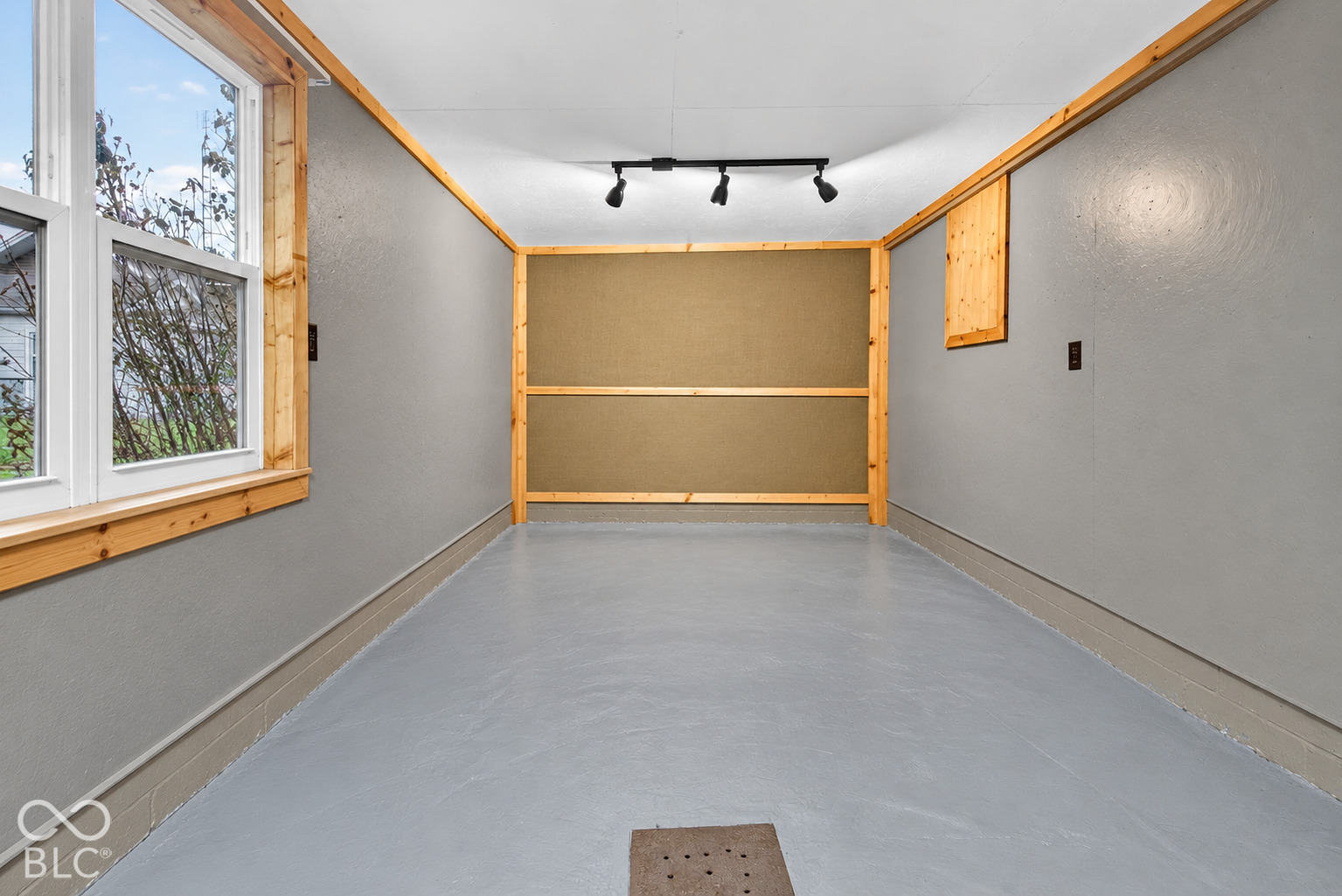 Just inside finished workshop or apartment.