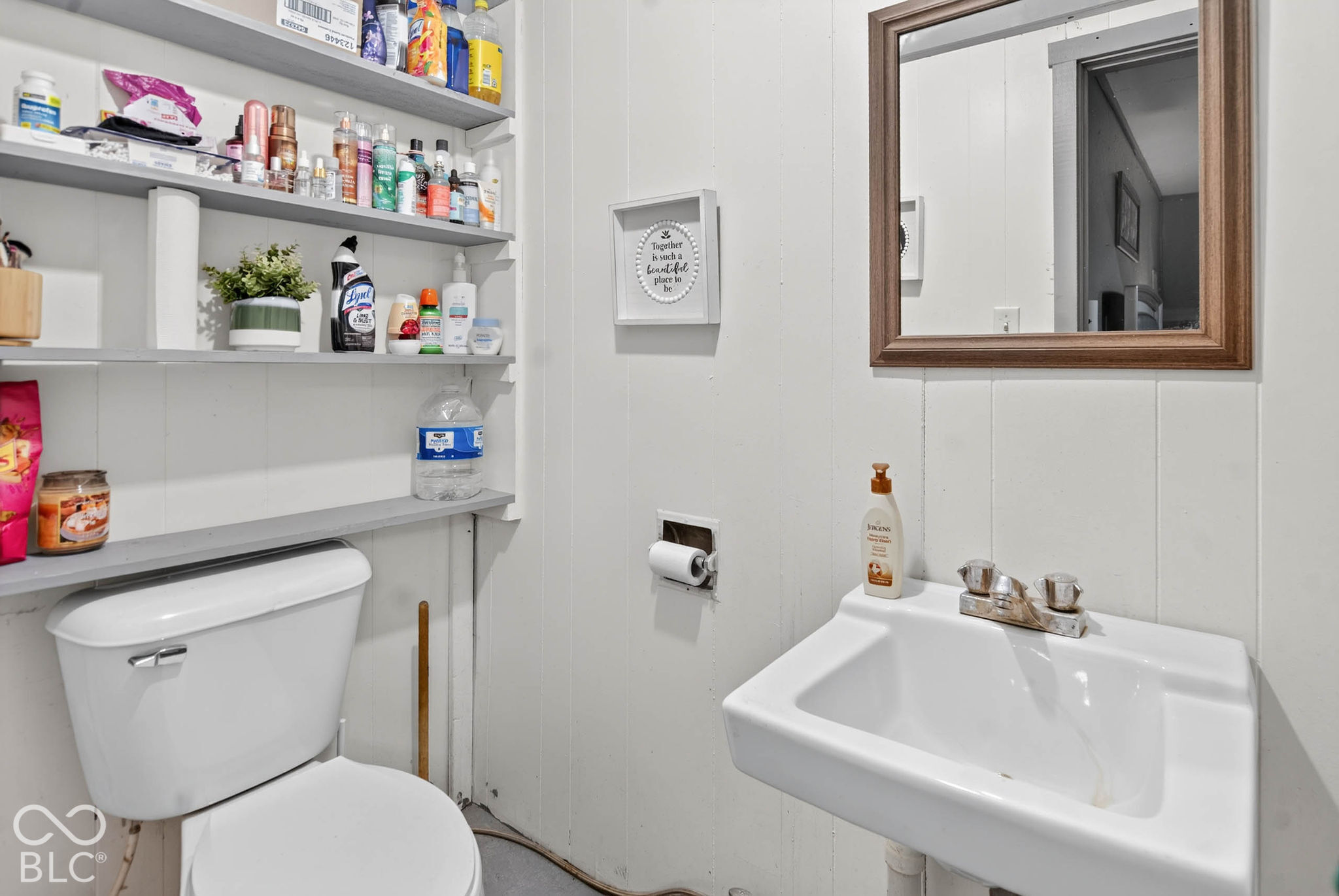 Garage half bathroom.