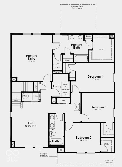Second Floor Plan - Additional Highlights Include: water softener rough-in, gas line to kitchen, and covered porch
