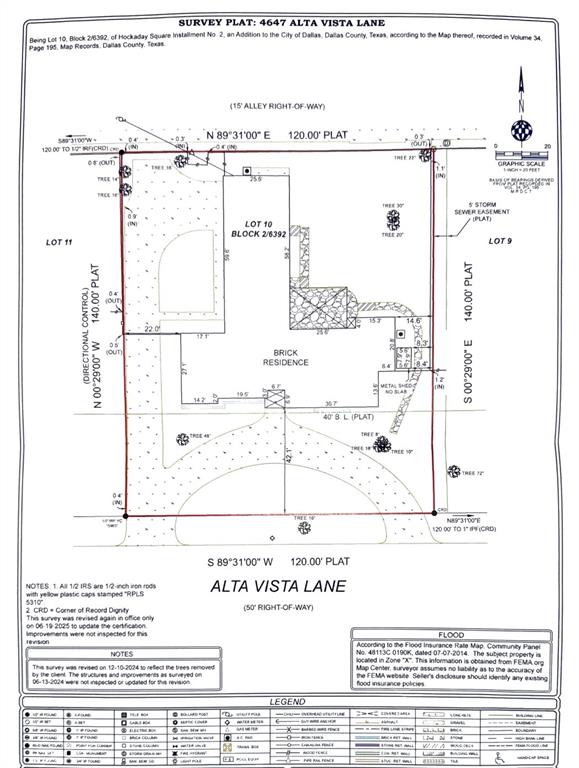 Old survey from when a house was on the lot Old survey from when a house was on the lot