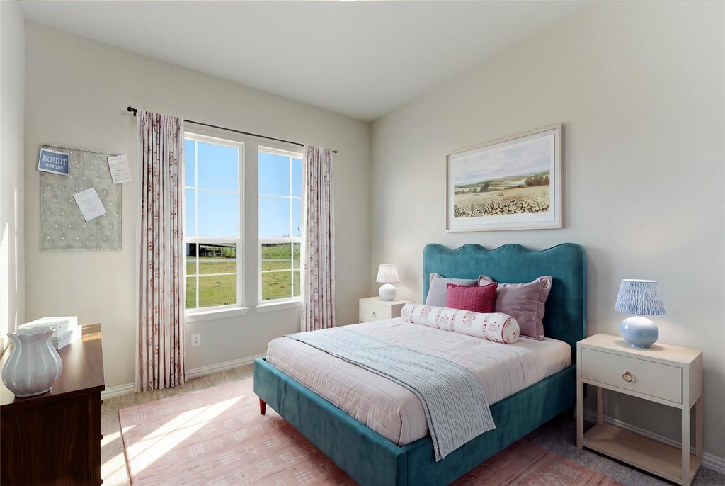 Double-hung windows with white frames