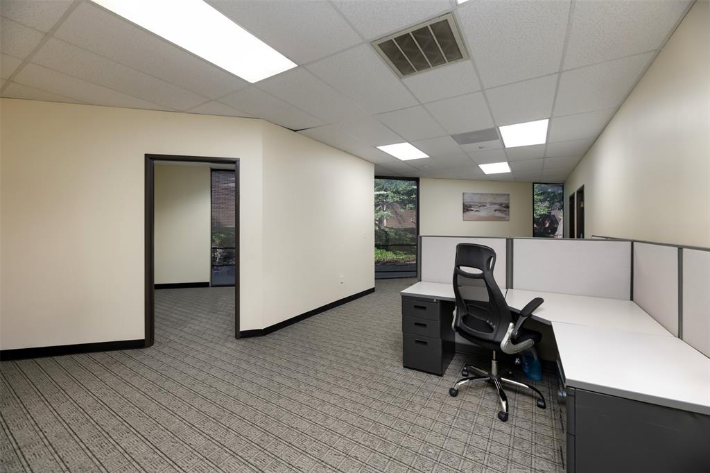 Office space with a drop ceiling