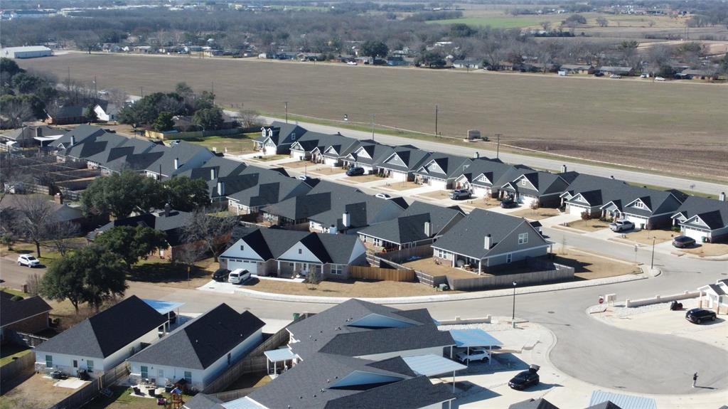 Aerial perspective of suburban area