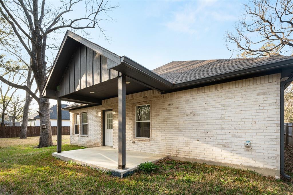 Backyard with covered patio