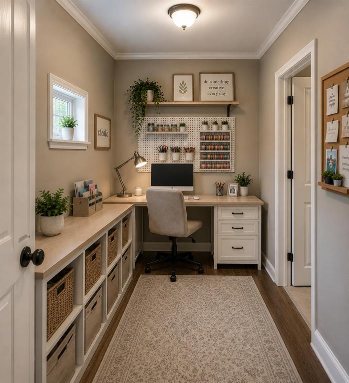 Virtually staged photo of office/craft room