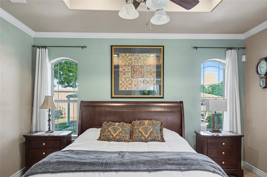 Arched windows provide natural light