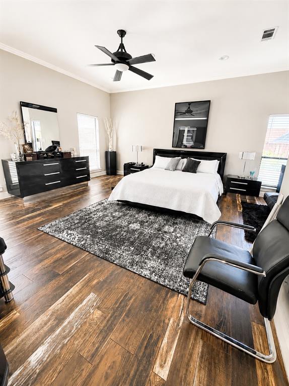 Large room opens to private hallway and large bath.