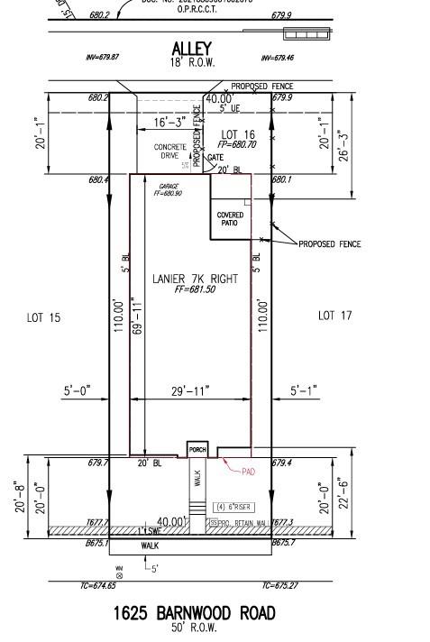 1625 Barnwood Road Preliminary Plot Plan
