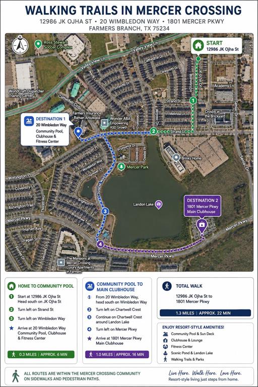 Property Map. Illustrating pedestrian routes and points of interest within the property's boundaries