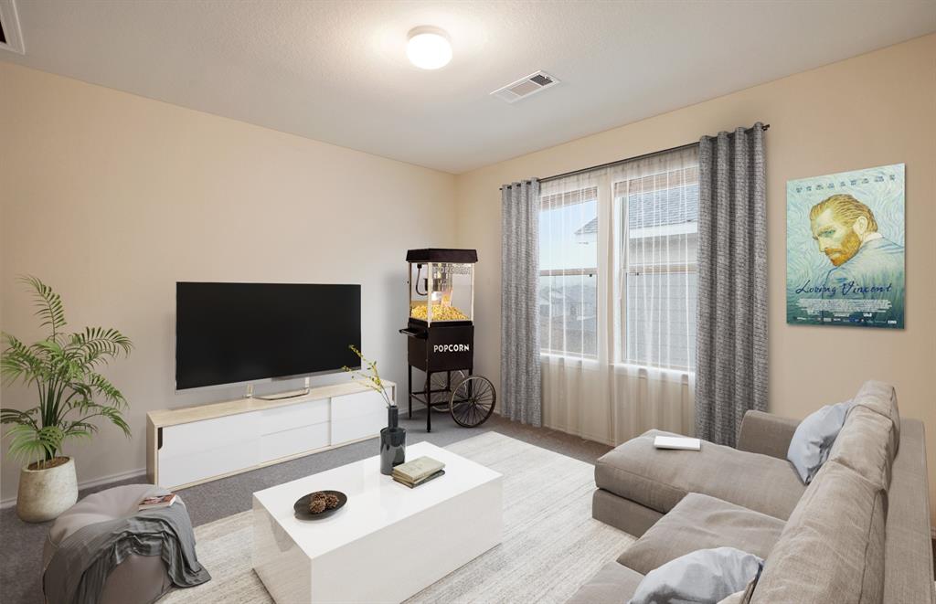 *Model Representation - Spacious gathering room with large windows