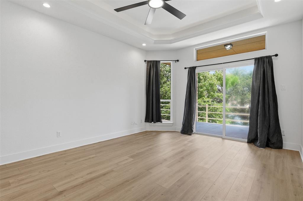 Private door to large covered patio overlooking the lake