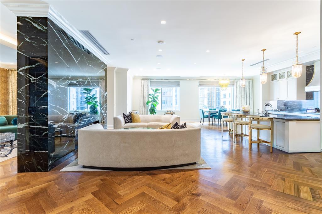 Open Living, Kitchen, Dining.