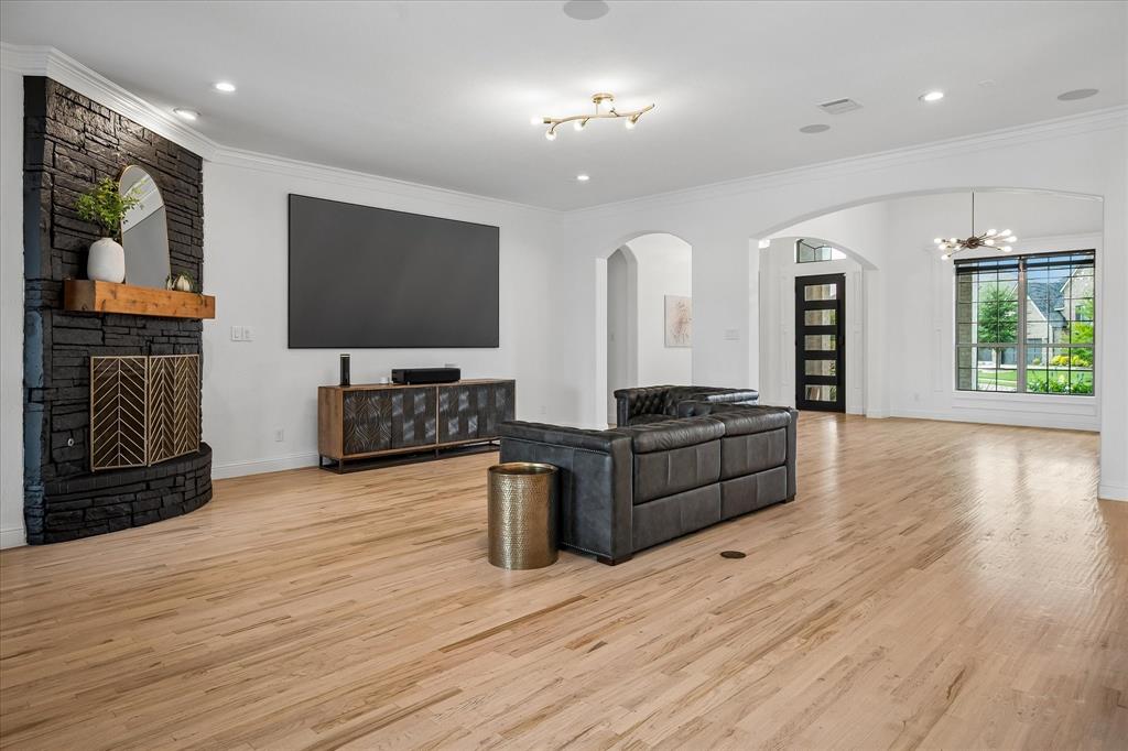 Living Room has corner fireplace allowing for perfect TV wall Living Room has corner fireplace allowing for perfect TV wall