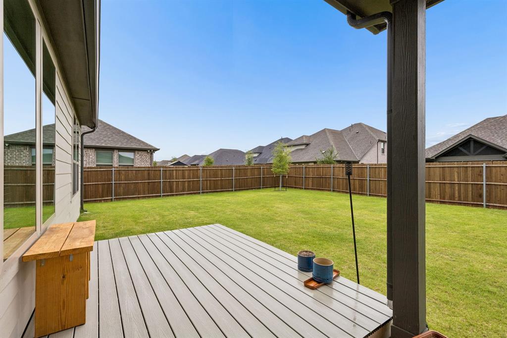 Large backyard with deck