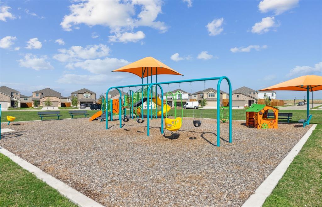 Playground with shaded seating area