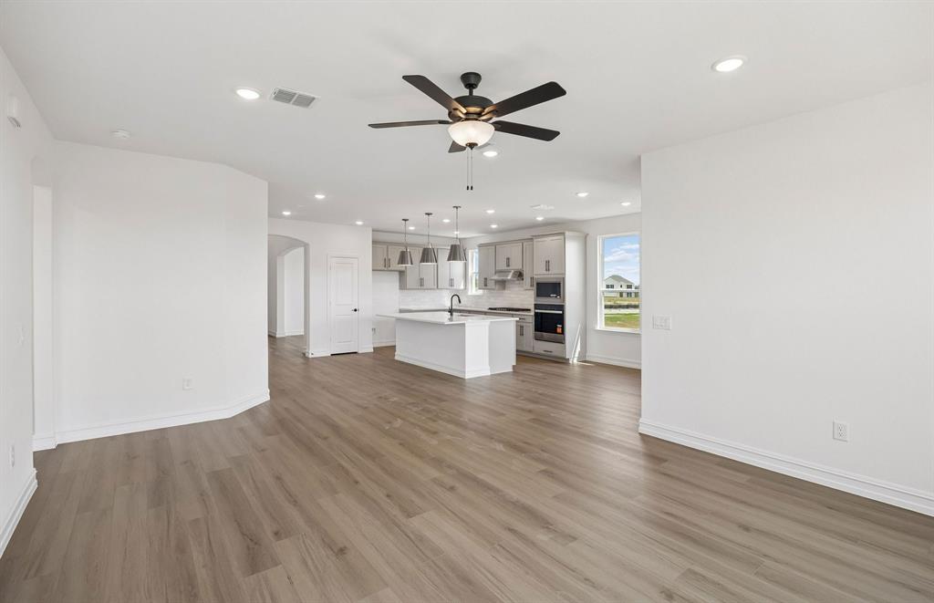 View of kitchen from living room