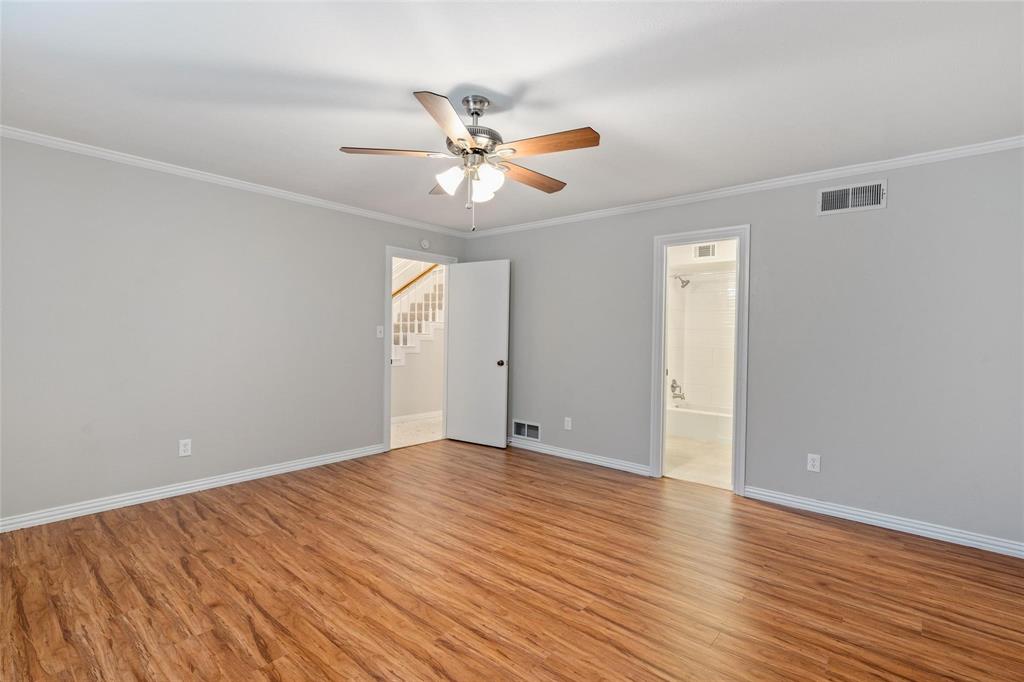 Large primary bedroom is on the first floor with an attached bathroom.
