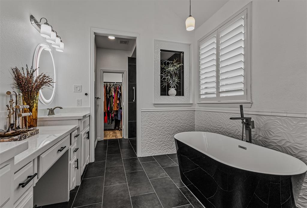 Freestanding tub and walk in shower