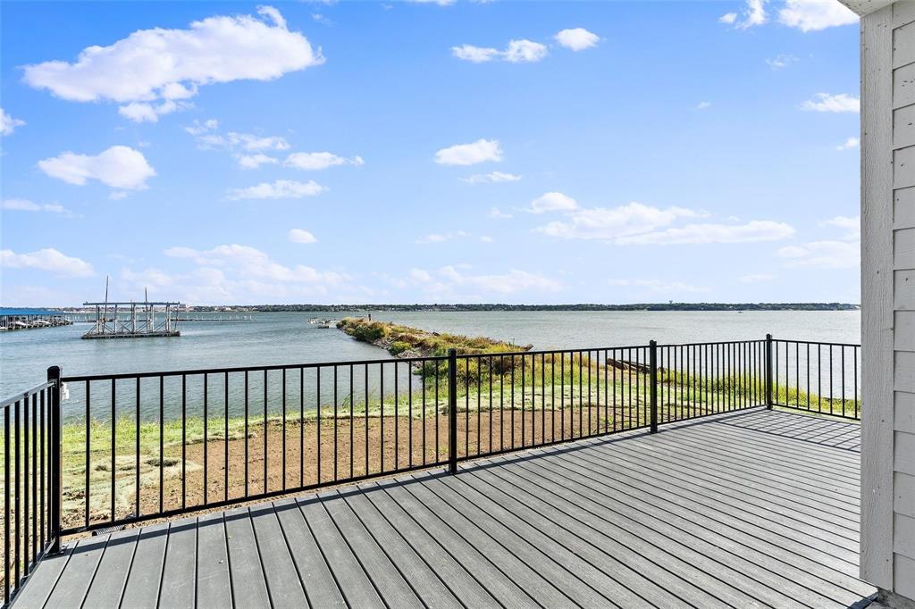 Wood deck facing lake& marina area