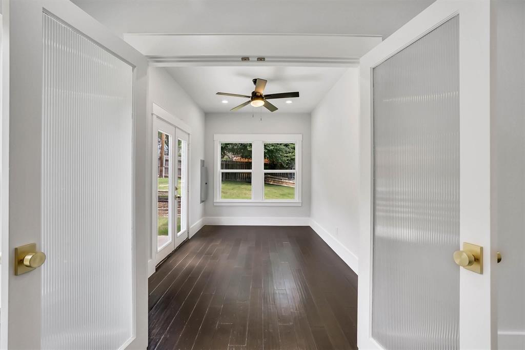 Reeded glass French Doors inviting you into your bonus room/play room
