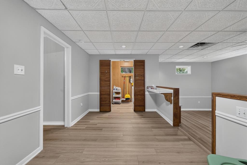Dining room with view of laundry room