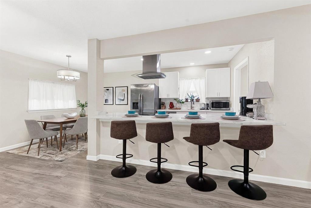 Oversized breakfast bar -virtually staged
