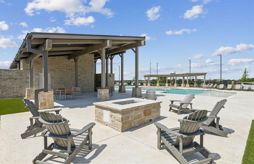 Fire pit on the patio by the pool