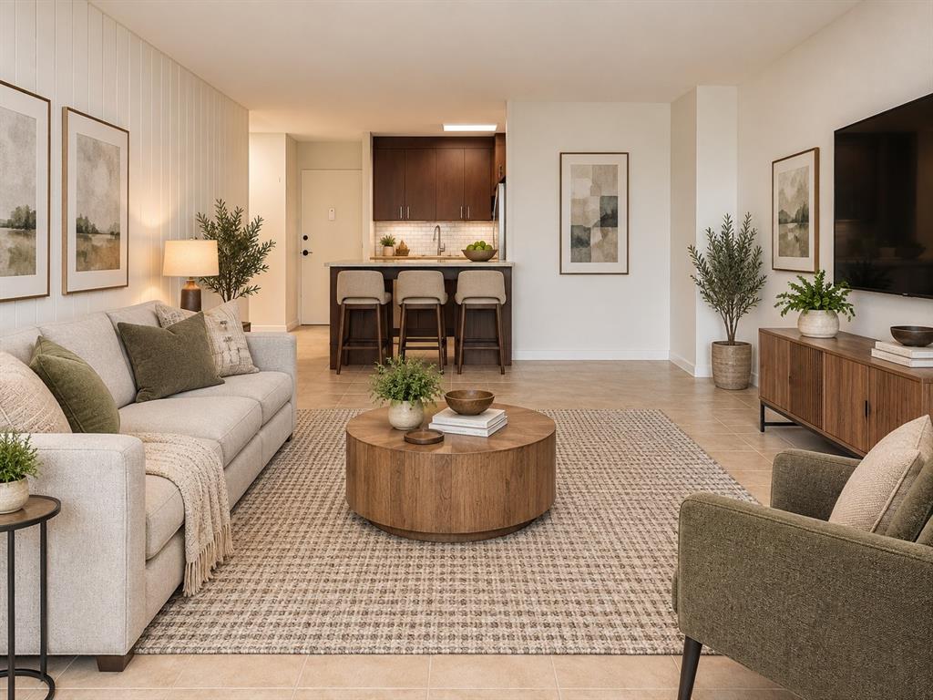 Virtually staged - view to kitchen