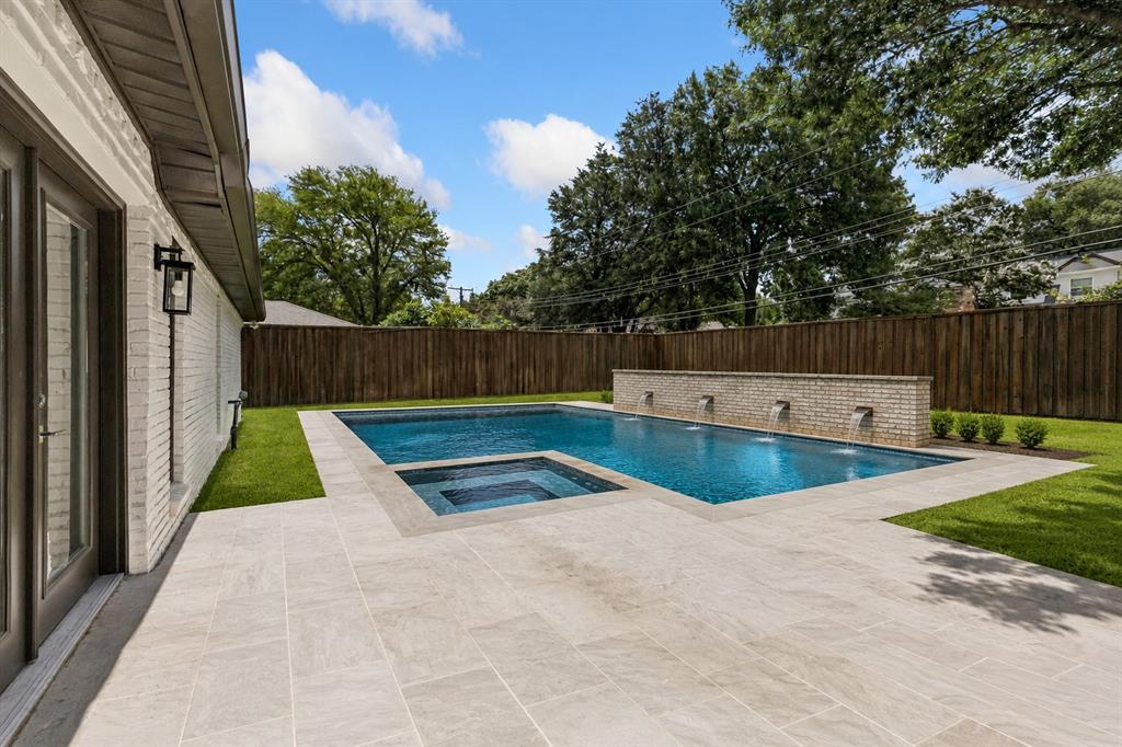 Imagine a beautiful pool in the backyard. Photo is virtually enhanced with pool rendering created by AI.