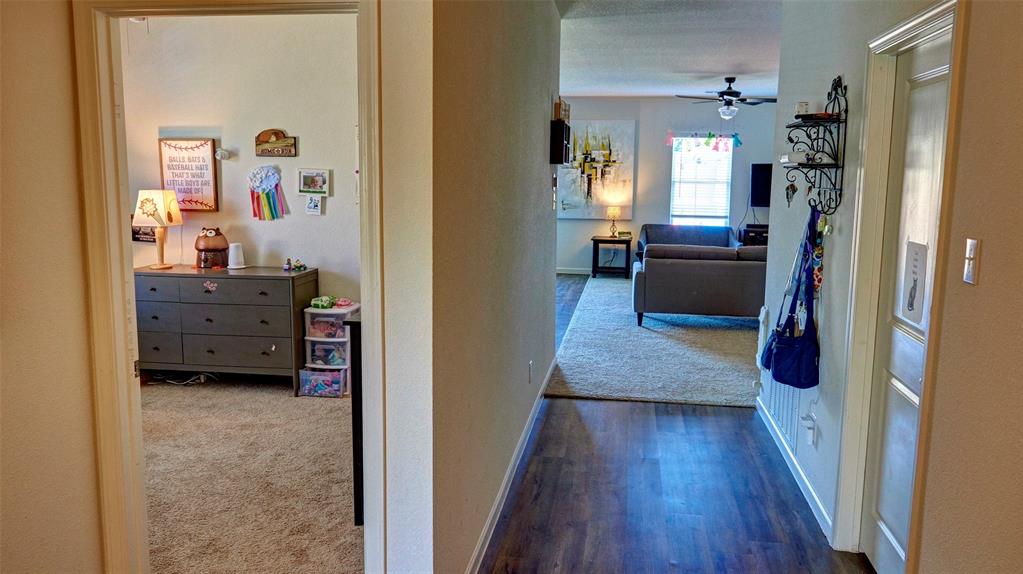 Wood-finish flooring in the hallway