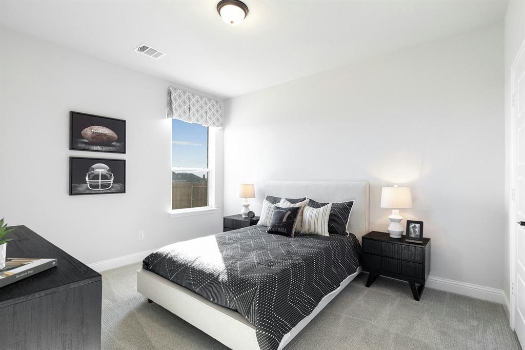 Secondary Bedroom of Kentsdale Farms home in DeSoto, TX by Kindred Homes