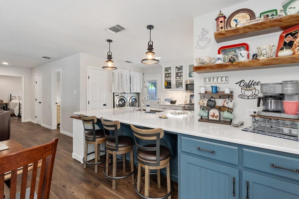 Oversized kitchen island with coffee bar & storage