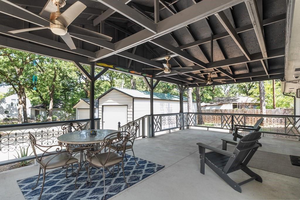 Lake view covered side porch