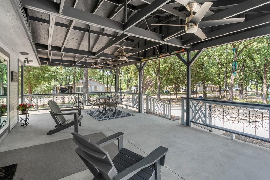 Lake view covered side porch