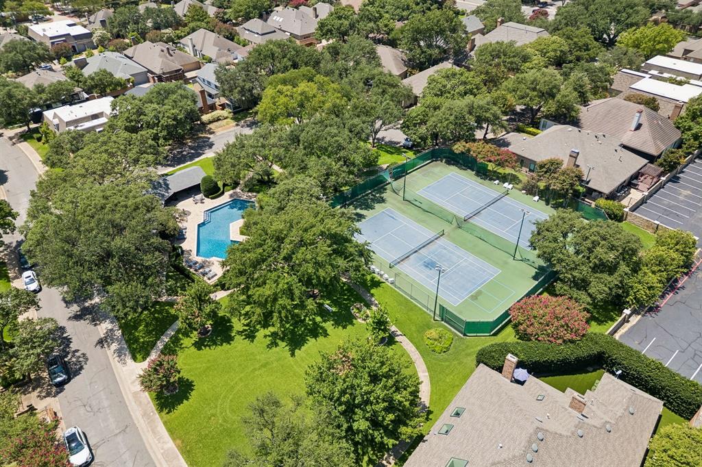 Tennis and pickleball courts are adjacent to the pool and within a few homes from 6015 Shetland.