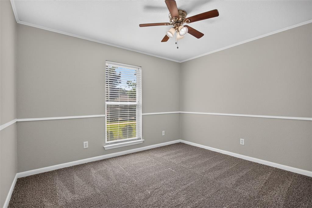 Bedroom with new carpet.