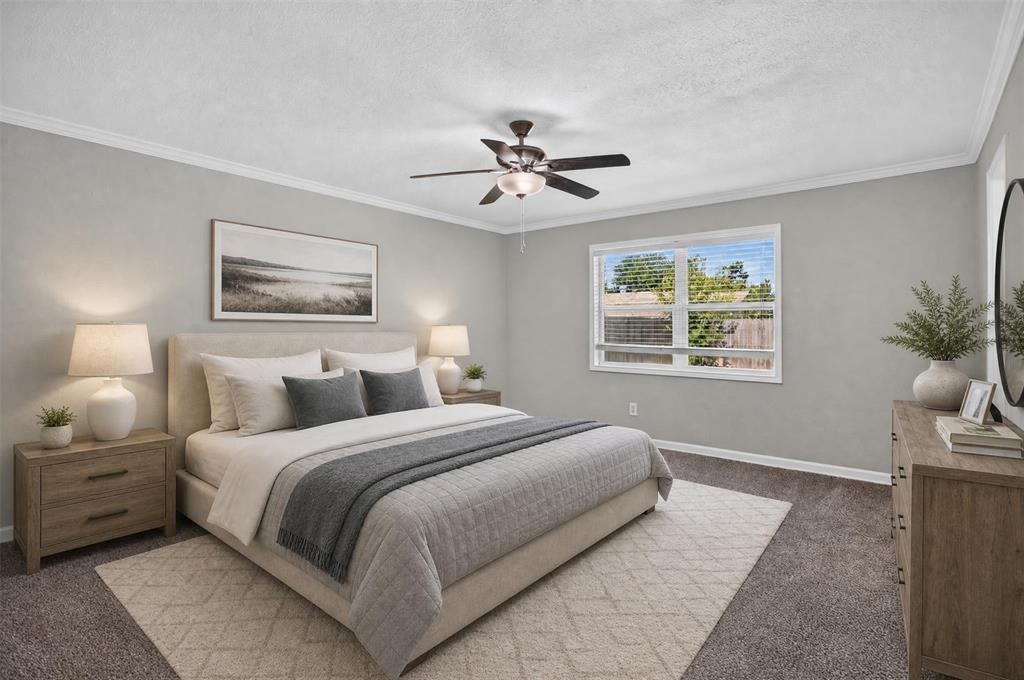 Primary suite has space for a king size bed.