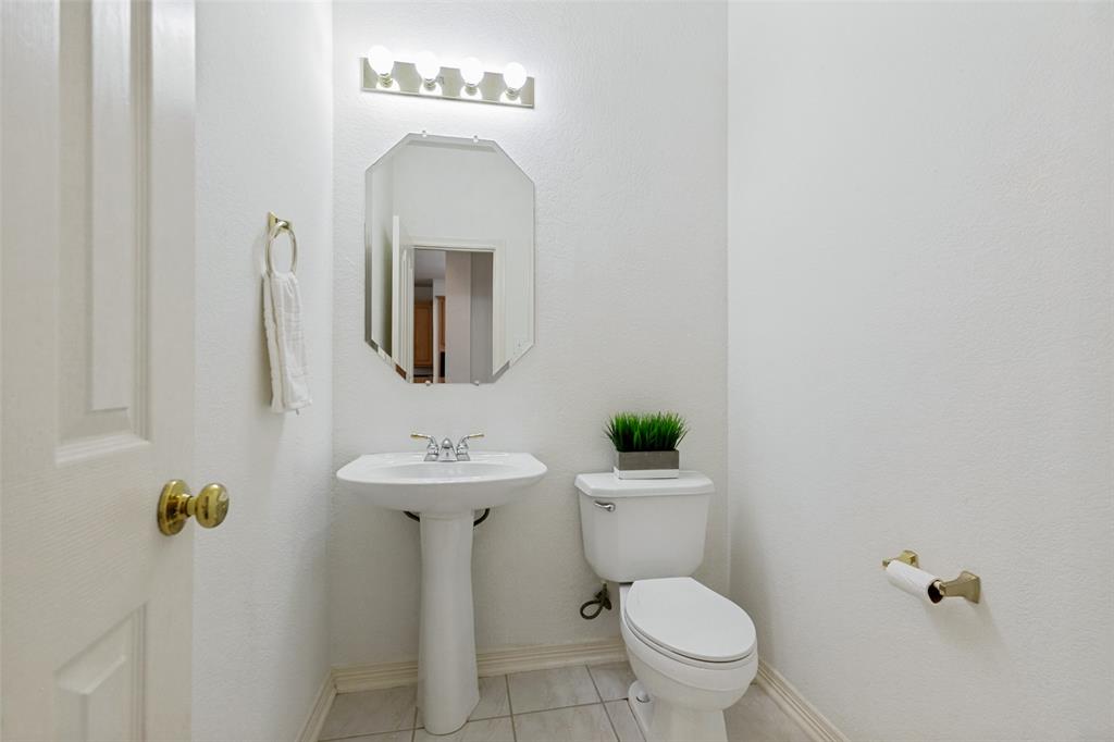 The powder bathroom on the first floor is convenient for guests