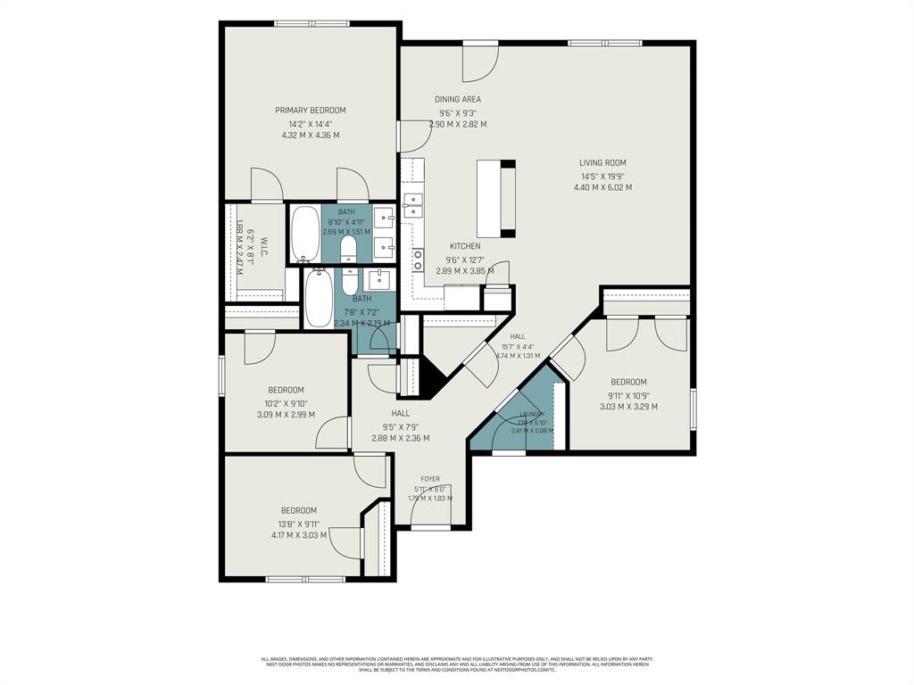 Charming one-story brick residence featuring a welcoming front elevation with peaked roofline, blue entry door, and two-car garage