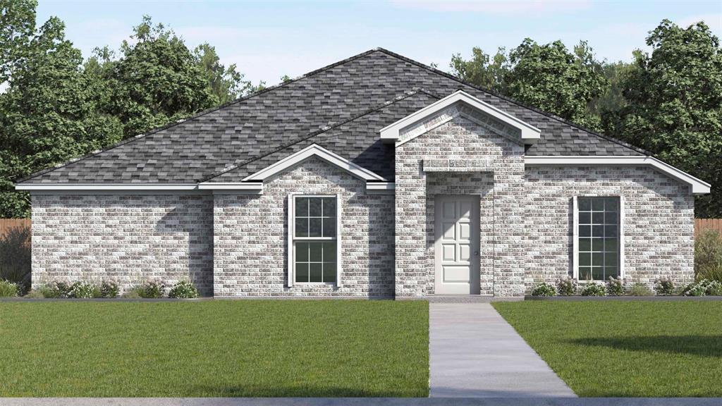 Contemporary single-story residence with a gray brick exterior Contemporary single-story residence with a gray brick exterior