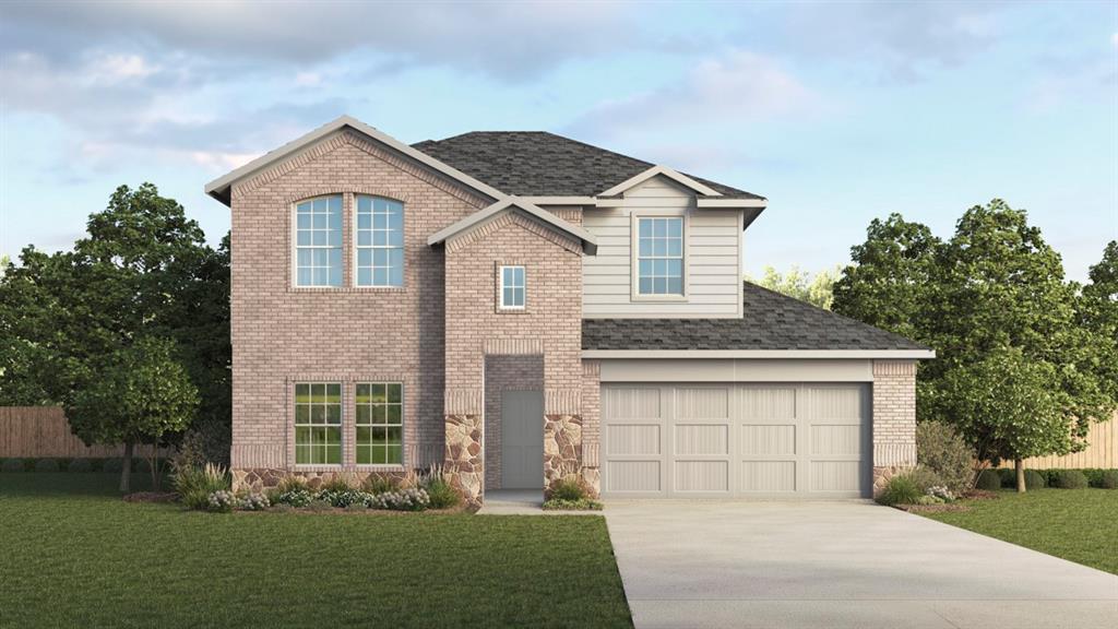 Stunning two-story brick residence featuring a contemporary design with gabled rooflines and multiple architectural peaks Stunning two-story brick residence featuring a contemporary design with gabled rooflines and multiple architectural peaks