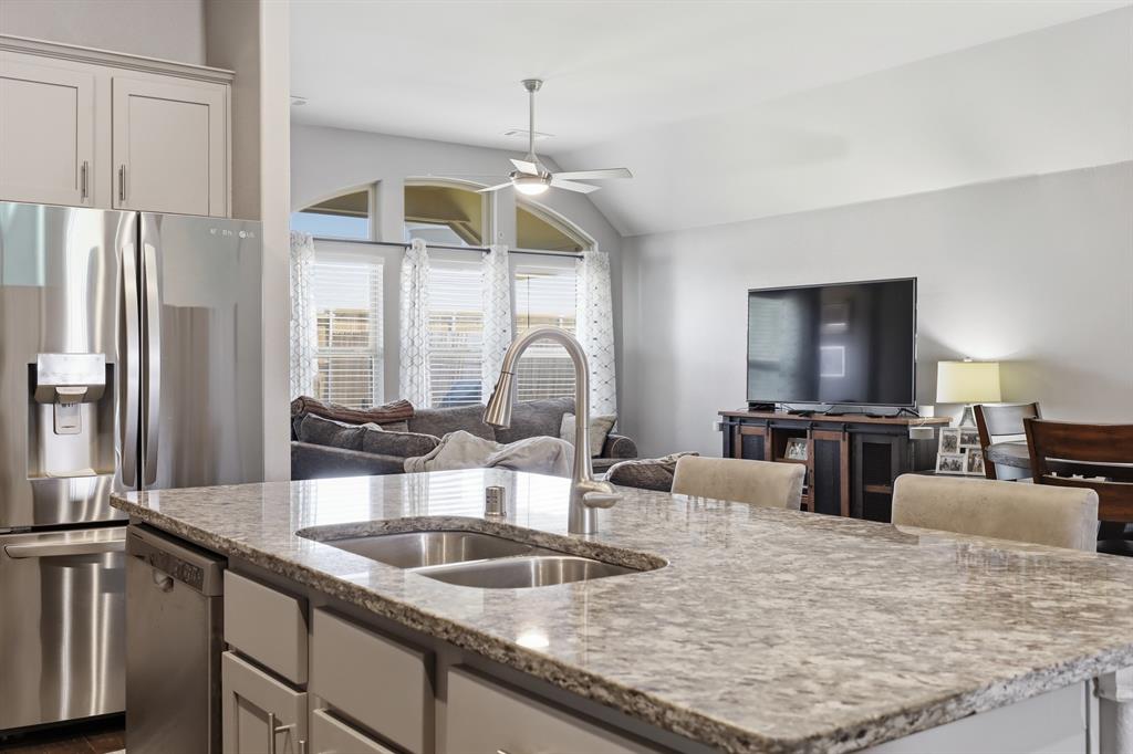 Kitchen island with a double basin sink